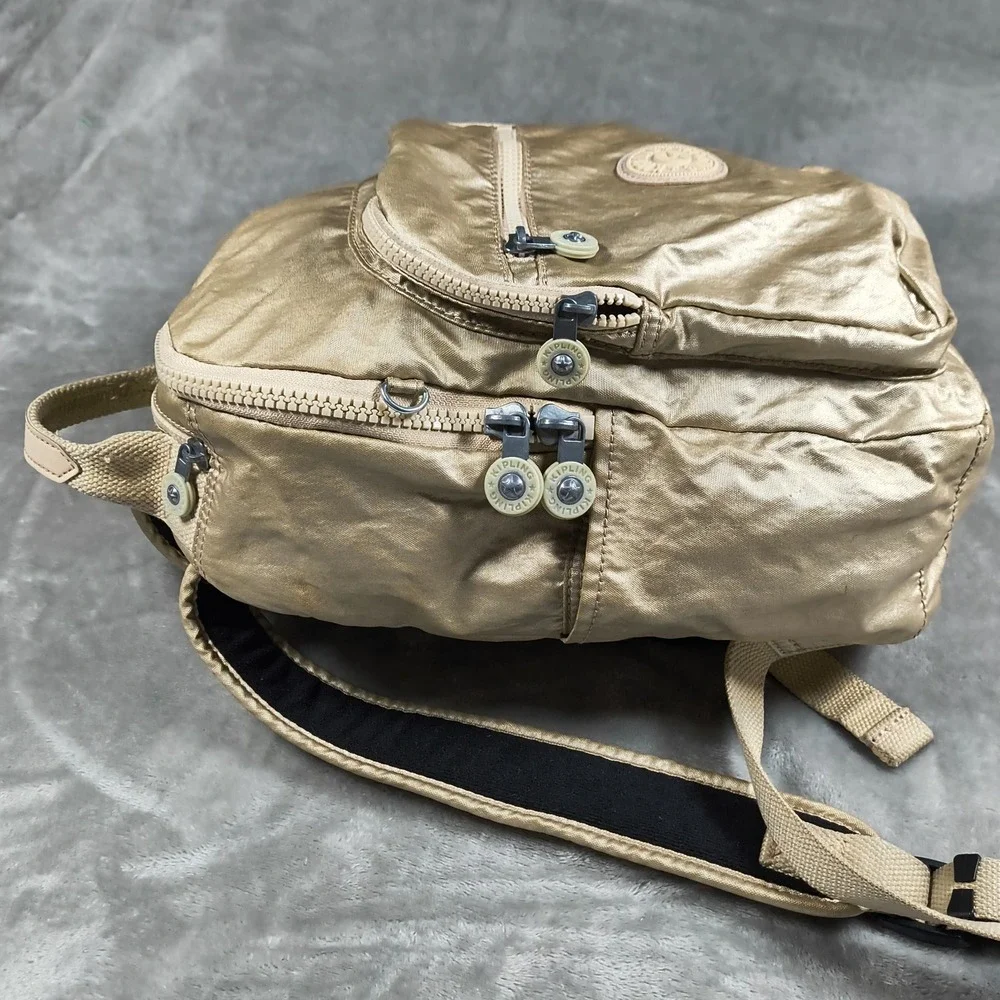 Kipling Seoul Backpack Gold Laptop Sleeve Travel School Bag Commuter